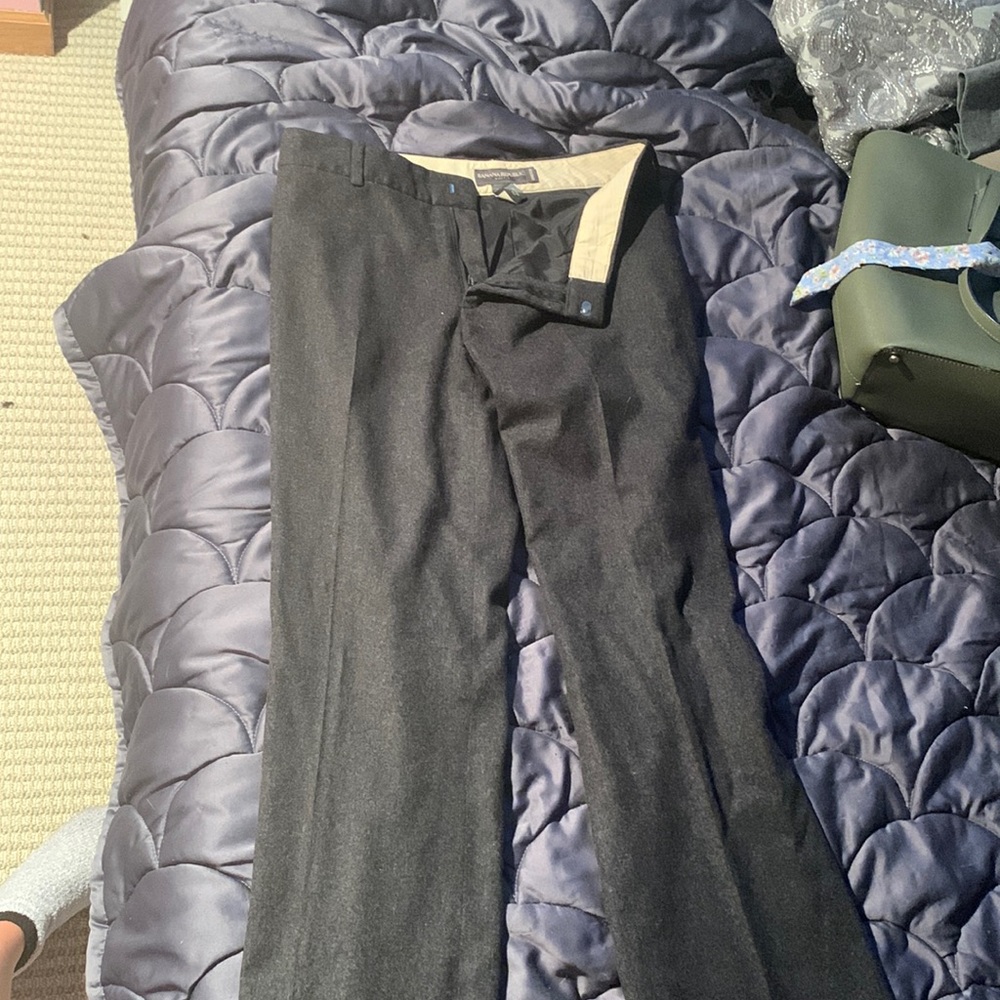 dark grey wool trousers